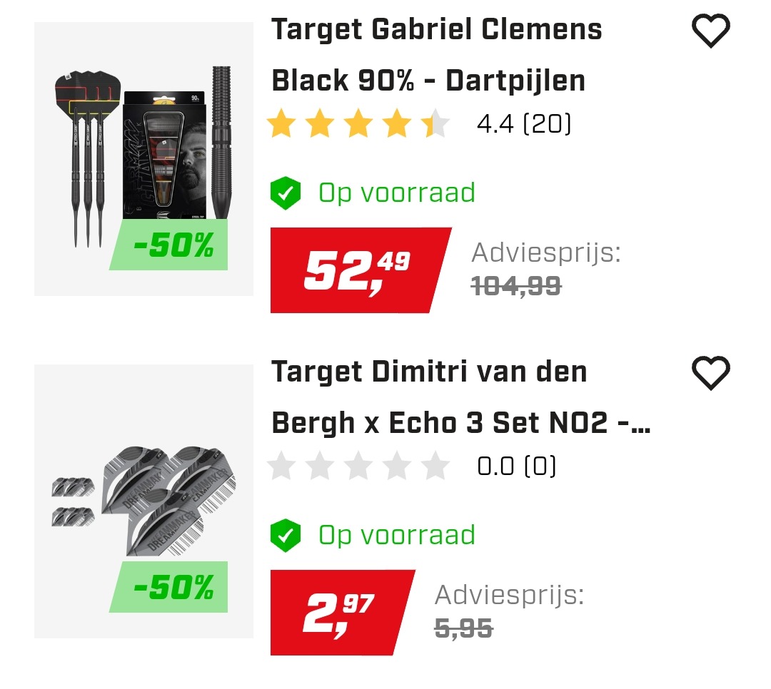 Tot 50% korting bij Dartshopper