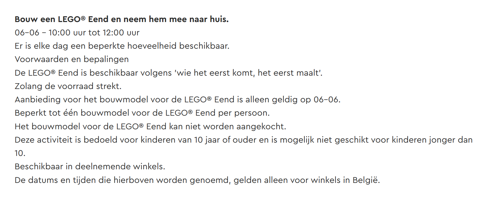 Bouw in de winkel en neem gratis mee! Lego store Brussel