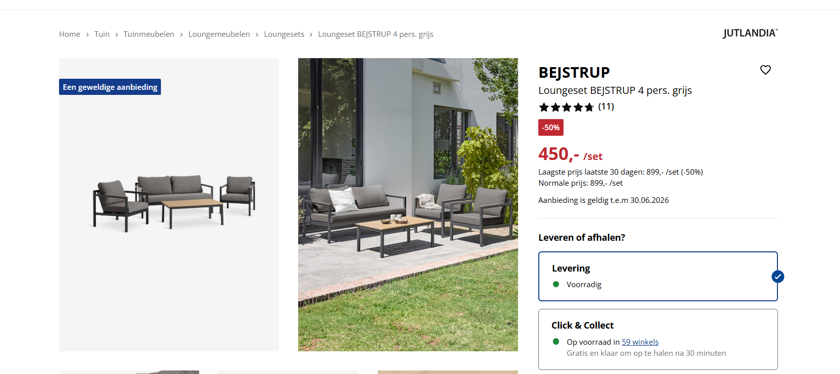 Tuin loungeset 4 pers. grijs