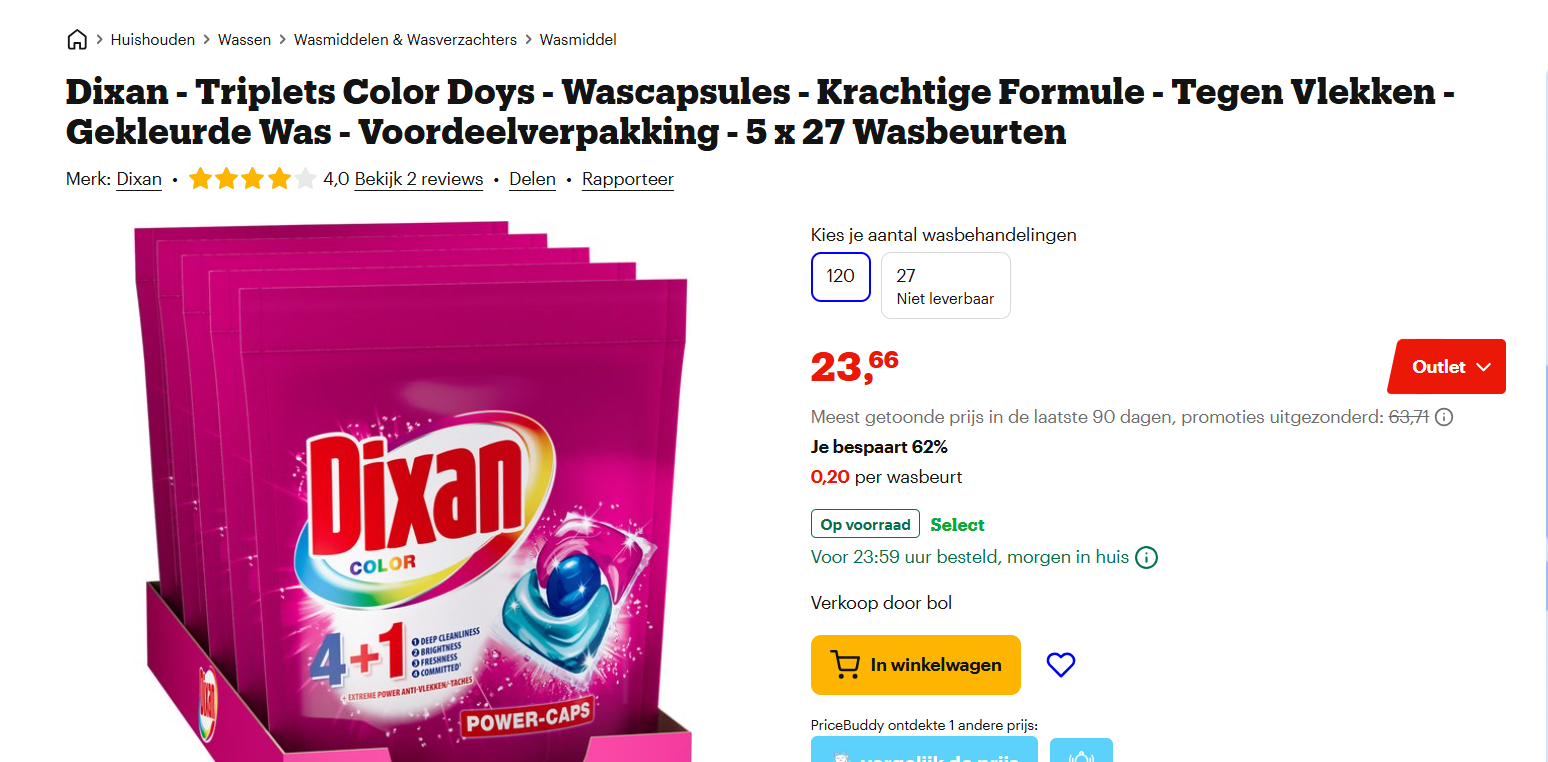 Dixan - Triplets Color Doys - Wascapsules 5 x 27 Wasbeurten