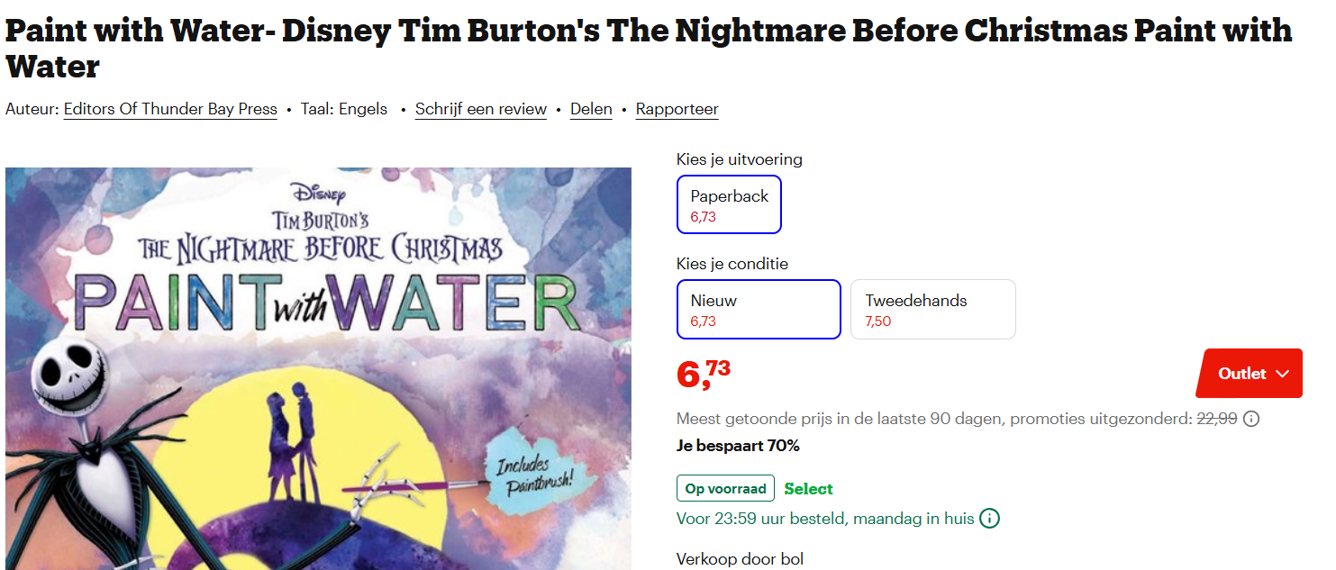 Paint with Water - waterverf kleurboek - Disney Tim Burton's The Nightmare Before Christmas Paint with Water
