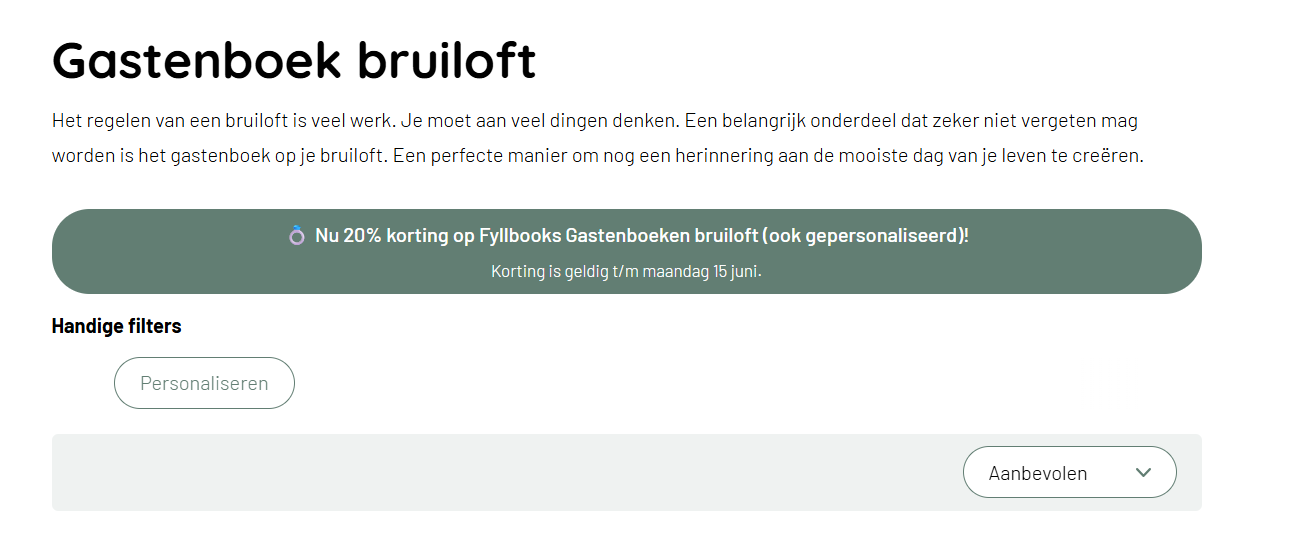 20% korting op vriendenboekjes, gastenboek bruiloft, en invulboeken