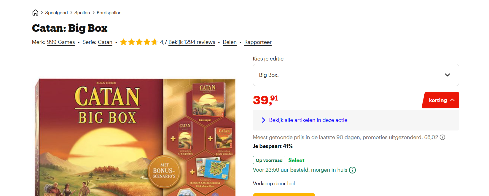 Catan: Big Box inclusief de uitbreiding voor 5 en 6 spelers en 5 avontuurlijke scenario’s in 1 doos!