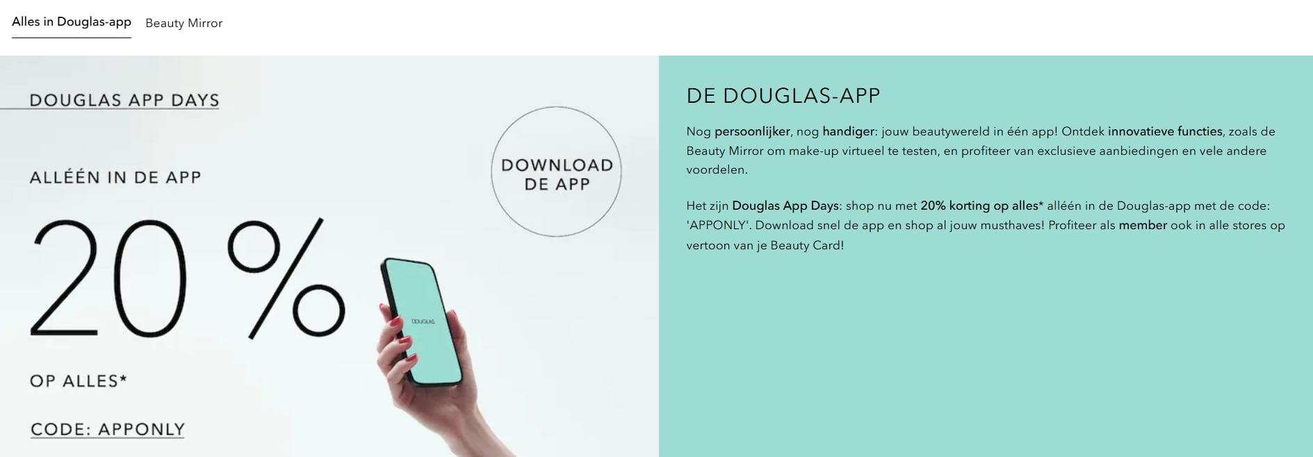 20% korting in Douglas app