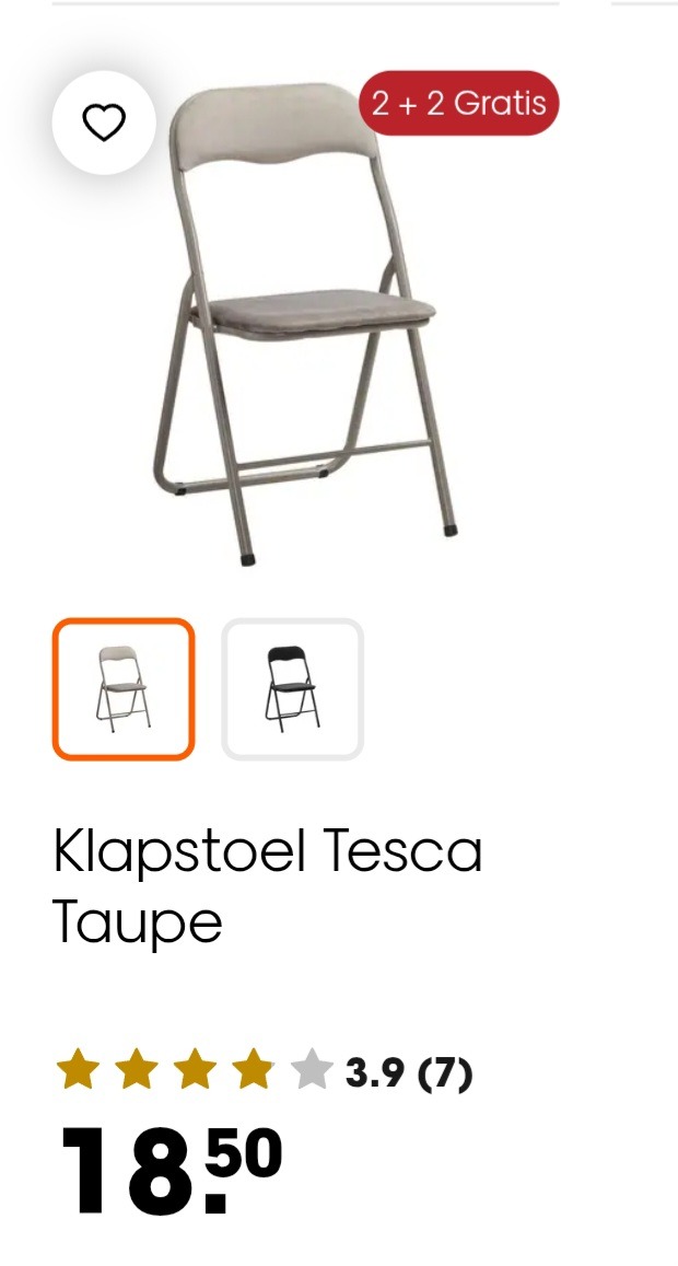 Klapstoelen 2+2 gratis