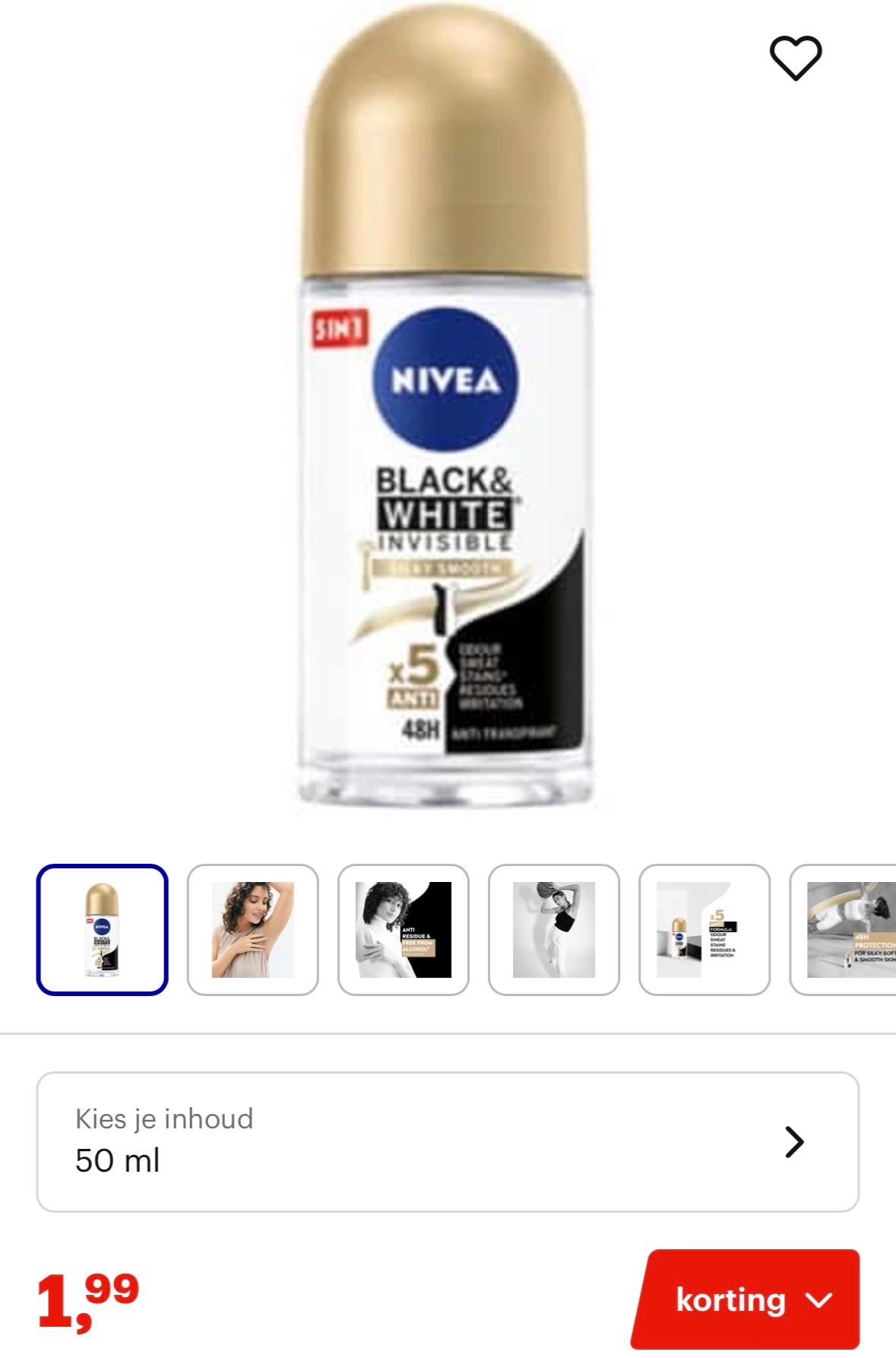 Nivea Deodorant Roller Black & White Silky Smooth