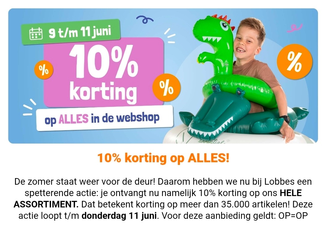 10% korting op ALLES in de webshop