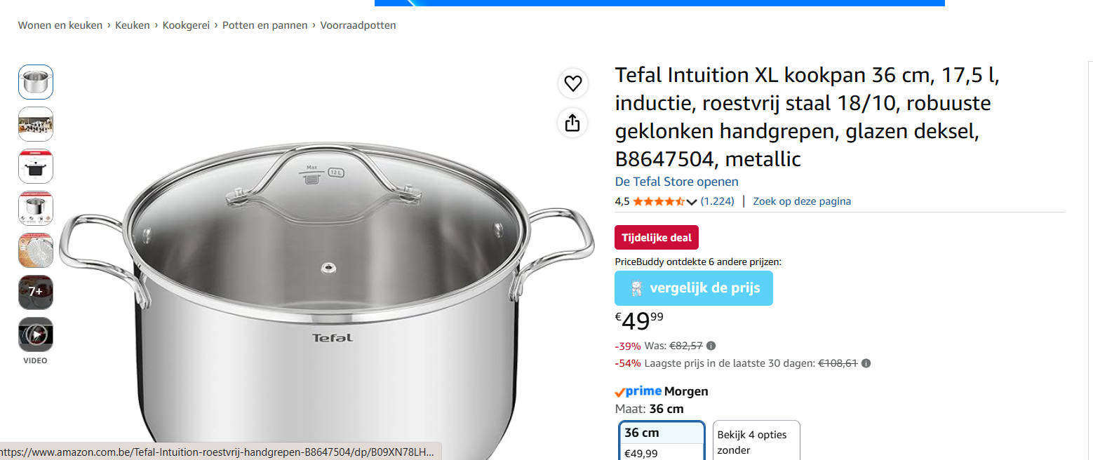 Tefal Intuition XL kookpan 36 cm