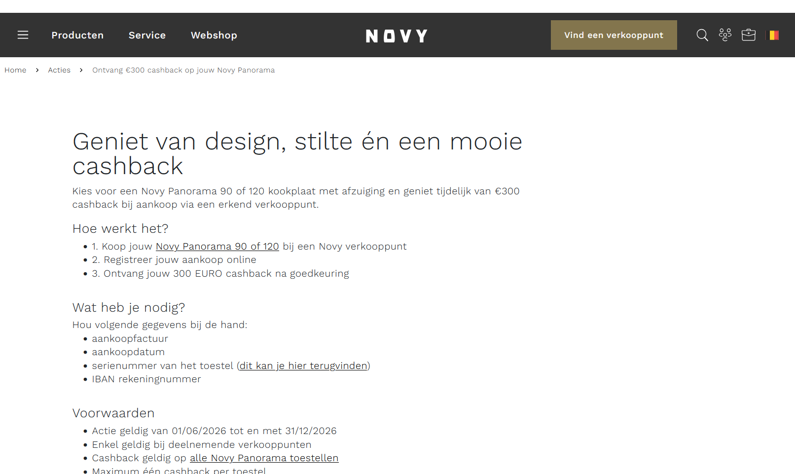 Novy - Tot 300 euro cashback Panorama