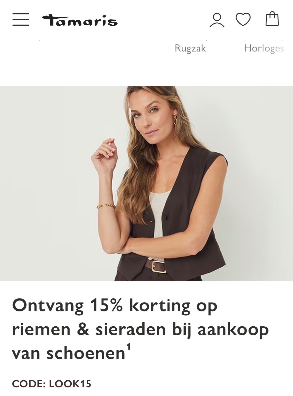 15% korting op riemen & sieraden
