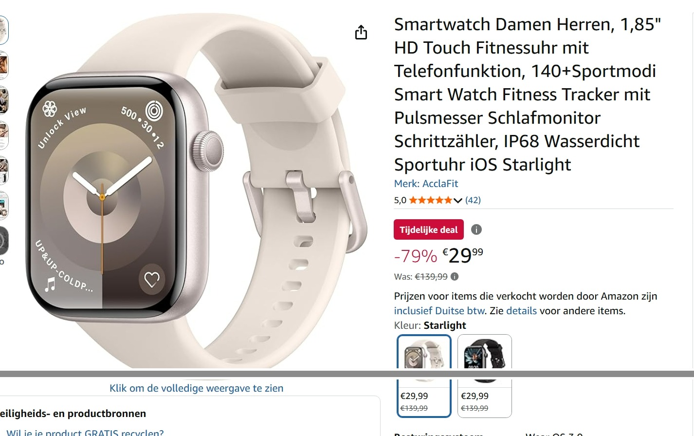 smartwatch -79% op amazon.de