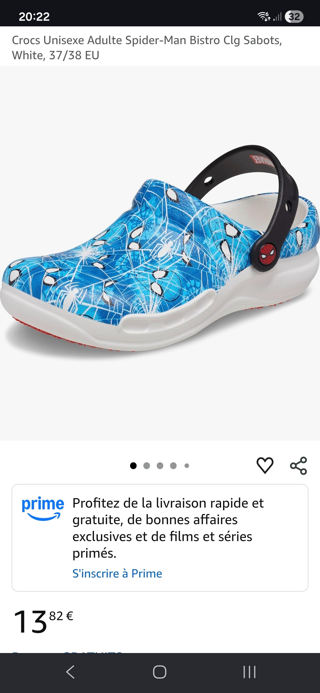 Mooie originele Crocs Spiderman maat 37/38 met -75%