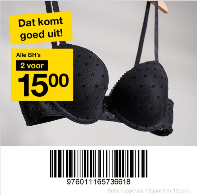 Alle bh's 2 voor 15 euro