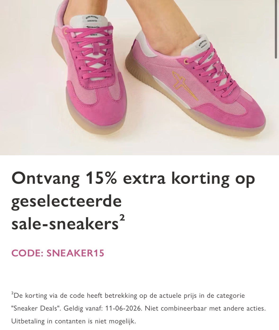 -15% op Tamaris sneakers