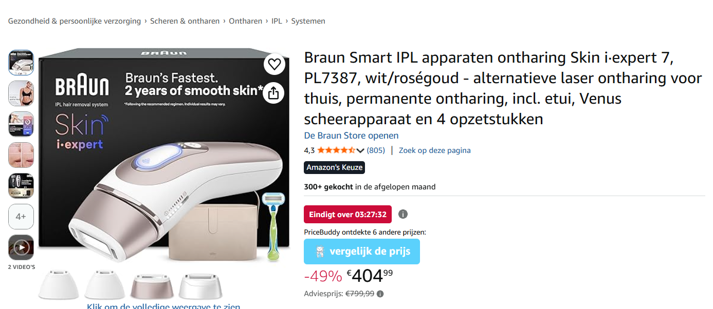 Braun Smart IPL apparaten ontharing Skin i·expert 7