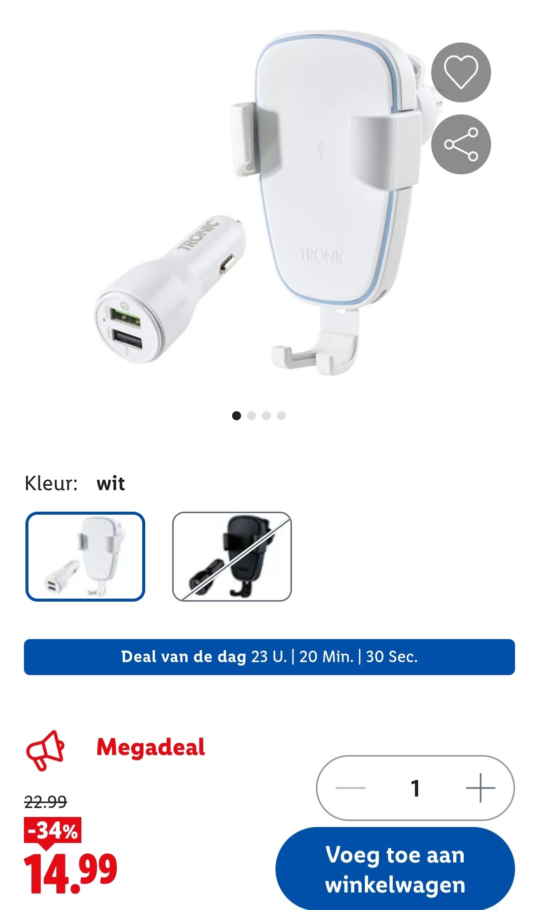 -34% Gsm houder auto met QI®-oplaadfunctie
