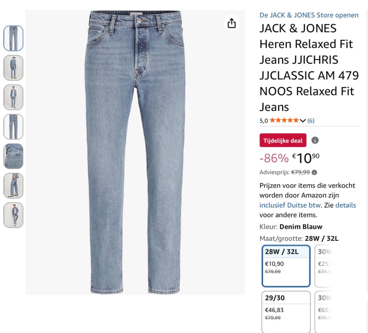 JACK & JONES Heren Relaxed Fit Jeans -86%