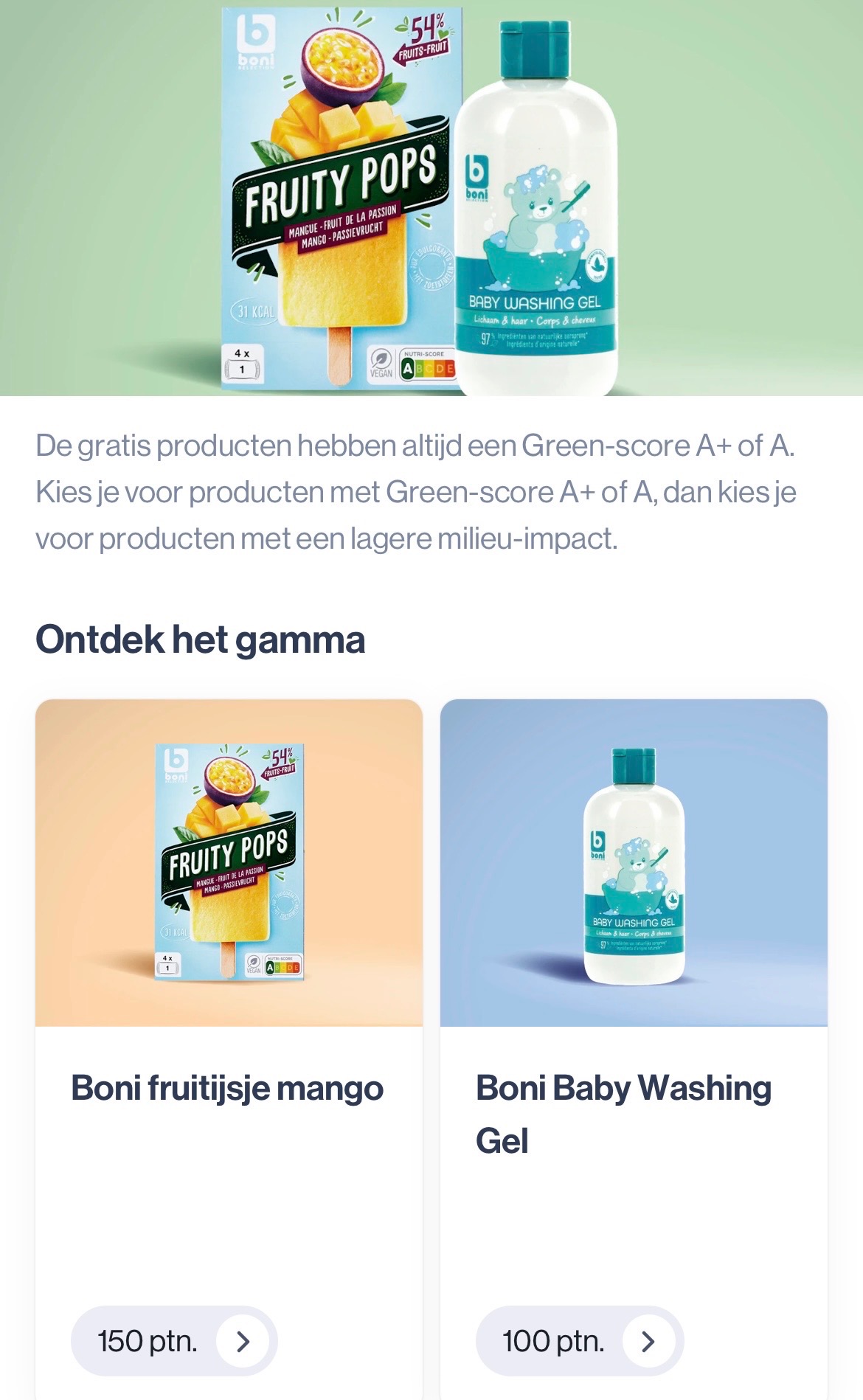 Gratis producten met punten in de extra app