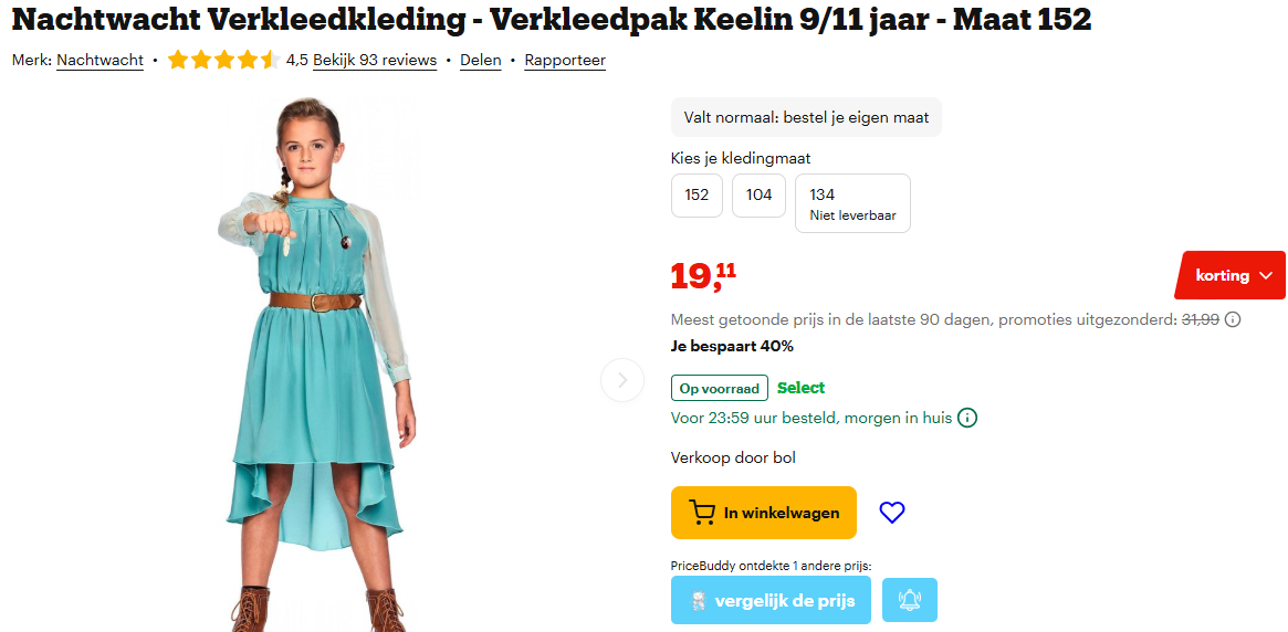 Keelin Nachwacht verkleedkleding -40% bij Bol