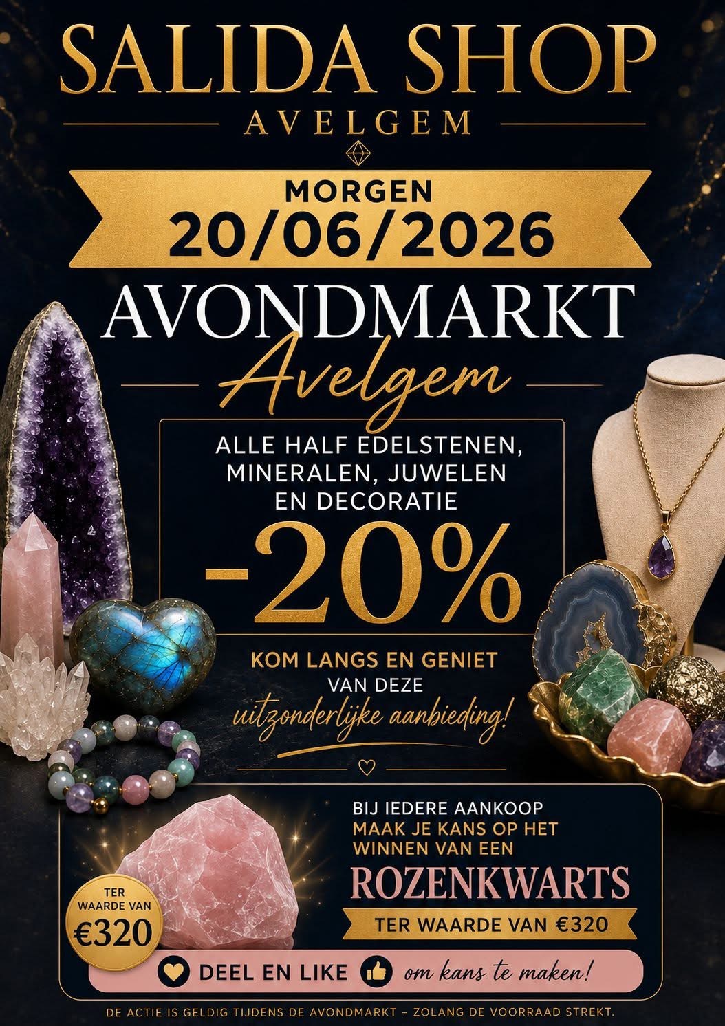 Halfedelstenen, mineralen, juwelen en decoratie -20%