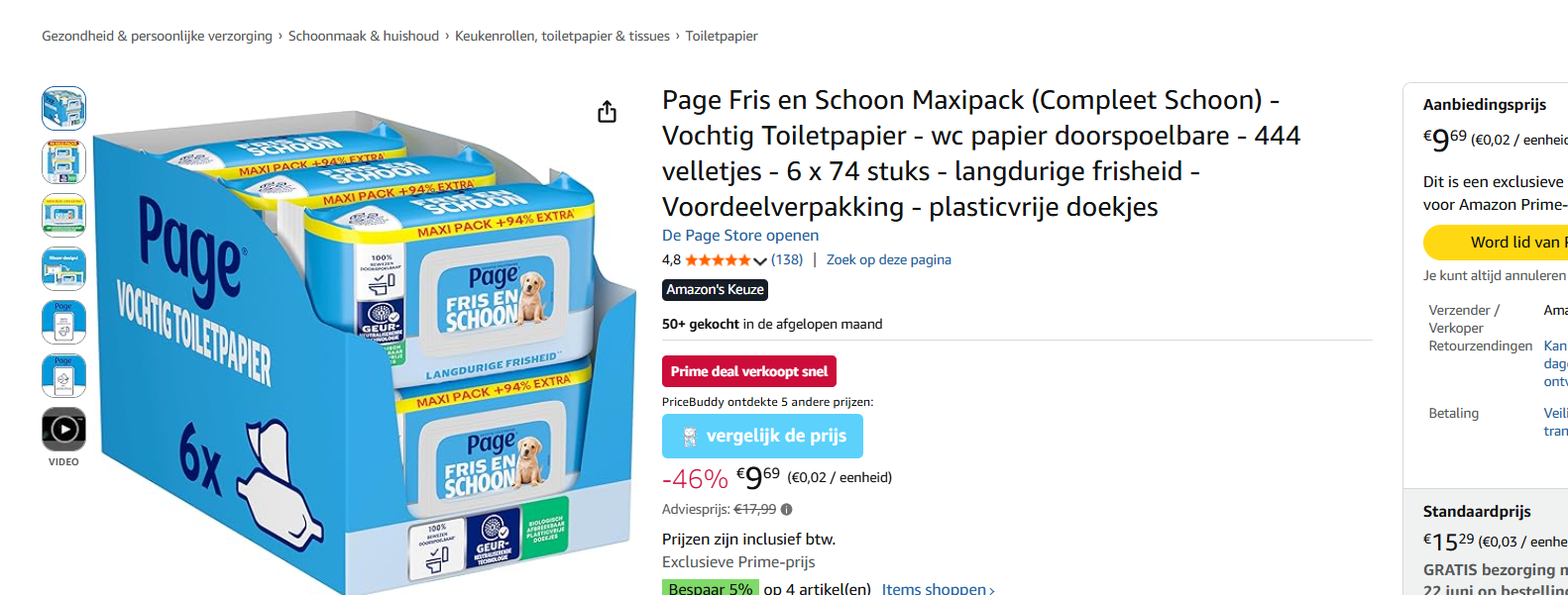 Page Fris en Schoon Maxipack 6 x 74 stuks