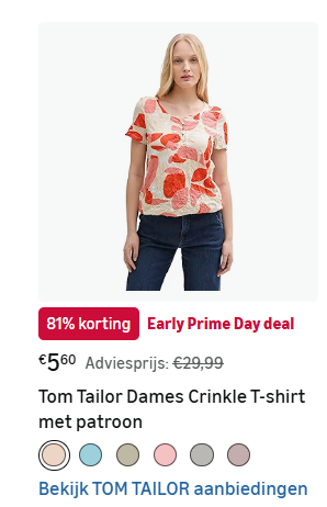 Tot -83% op veel kleding dames en heren van Tom Tailor