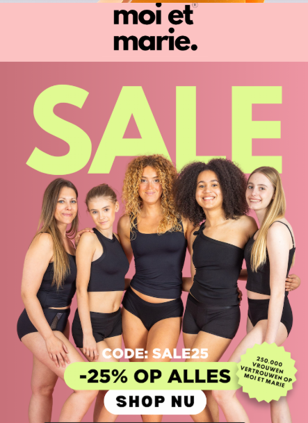Moi et Marie: 25% korting op alles