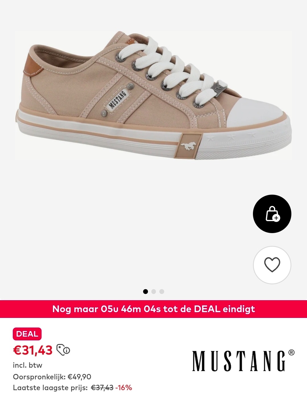 MUSTANG sneakers laag beige -37%
