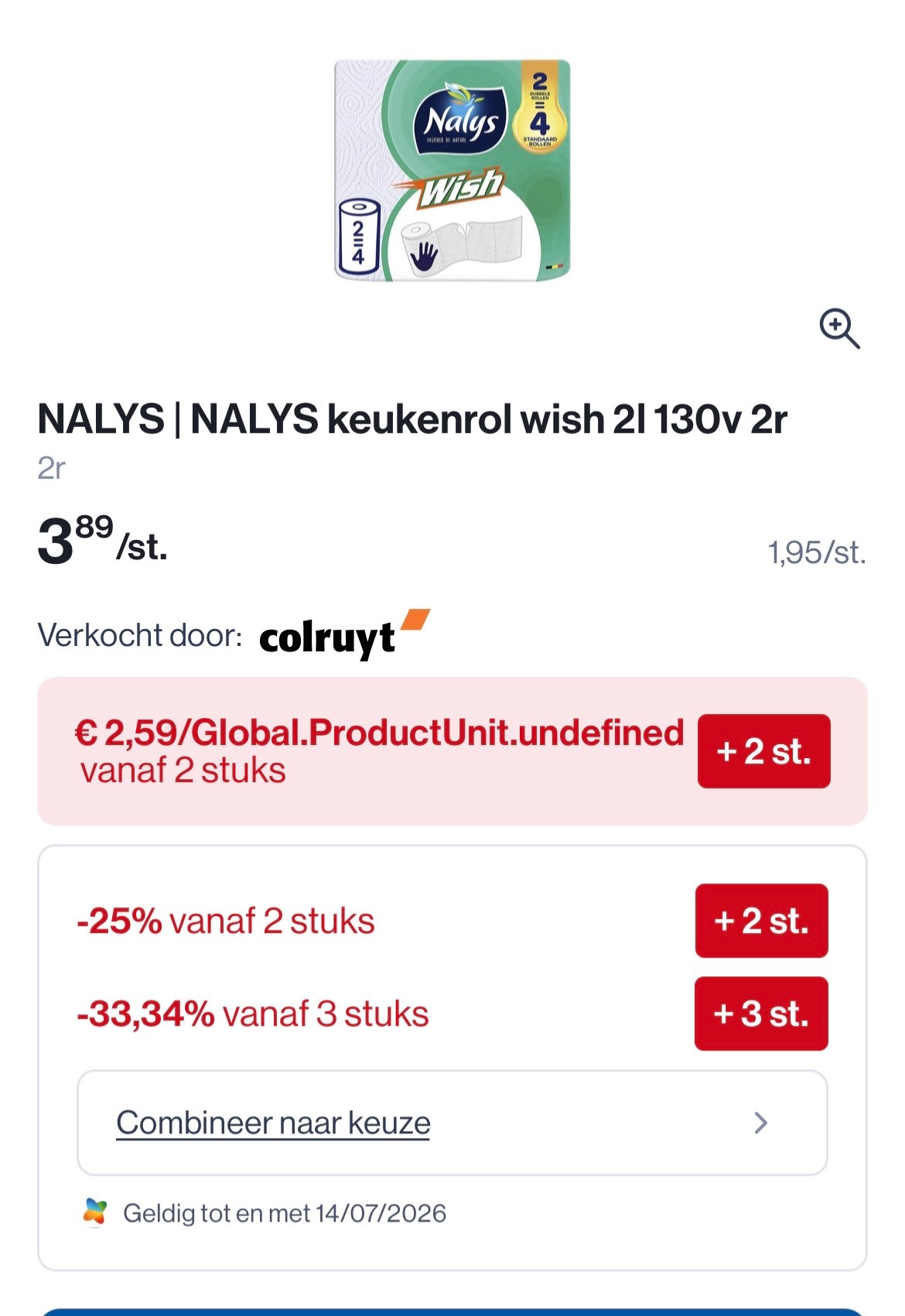 Nalys keukenrol wish 2 rollen in promo
