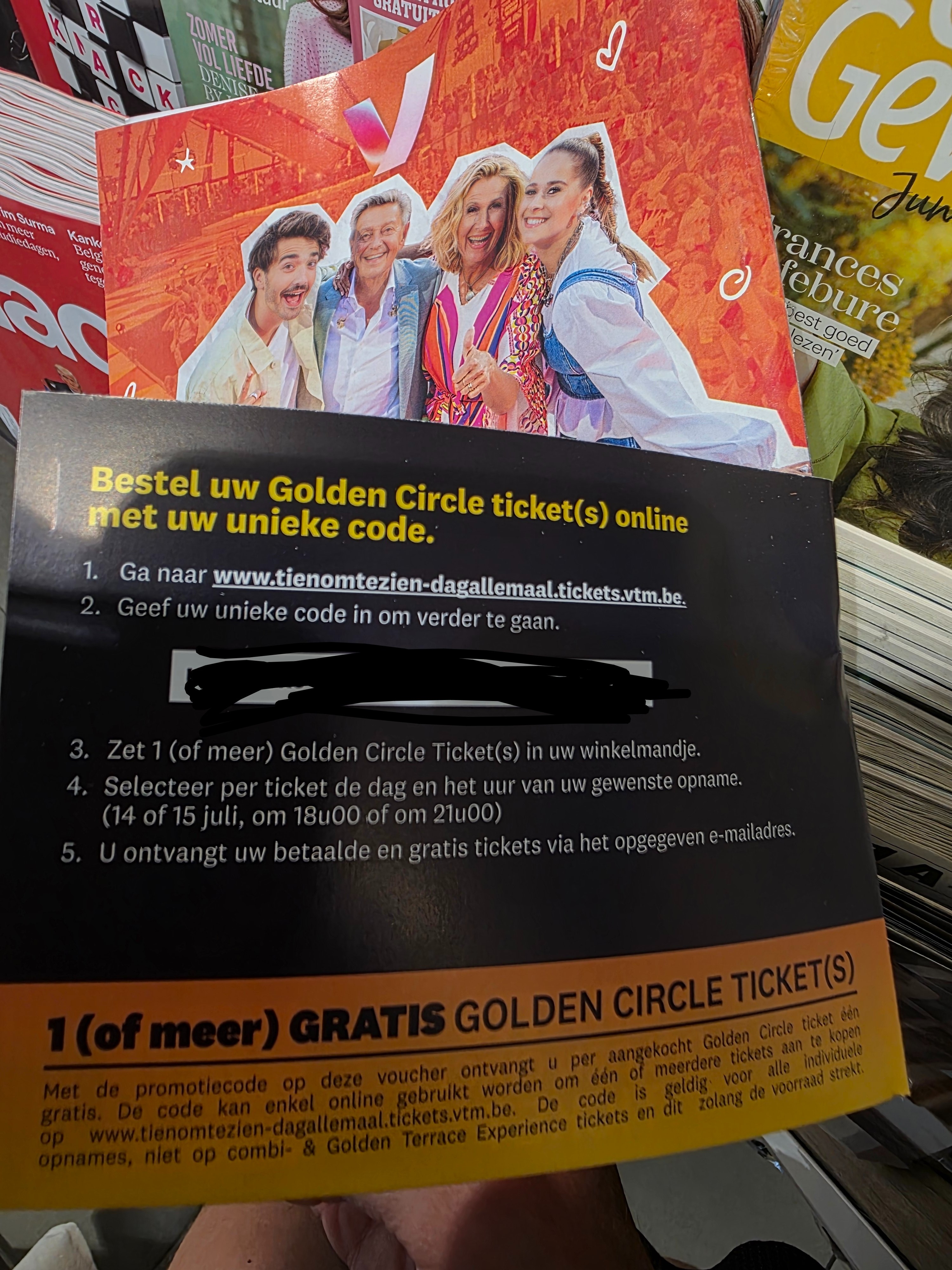 Tien om Te Zien bij aankoop ticket gratis GOLDEN CIRCLE TICKET dankzij Dag allemaal
