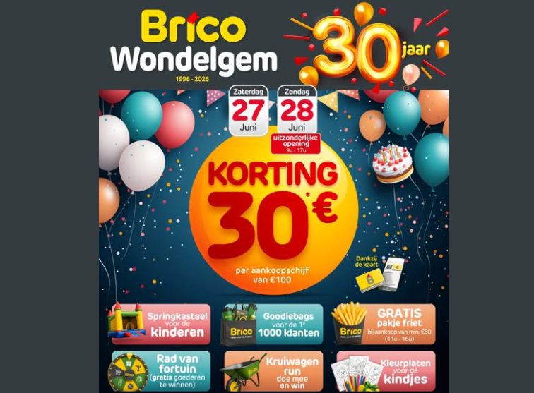 Brico Wondelgem viert 30 jaar! 🥳🎉