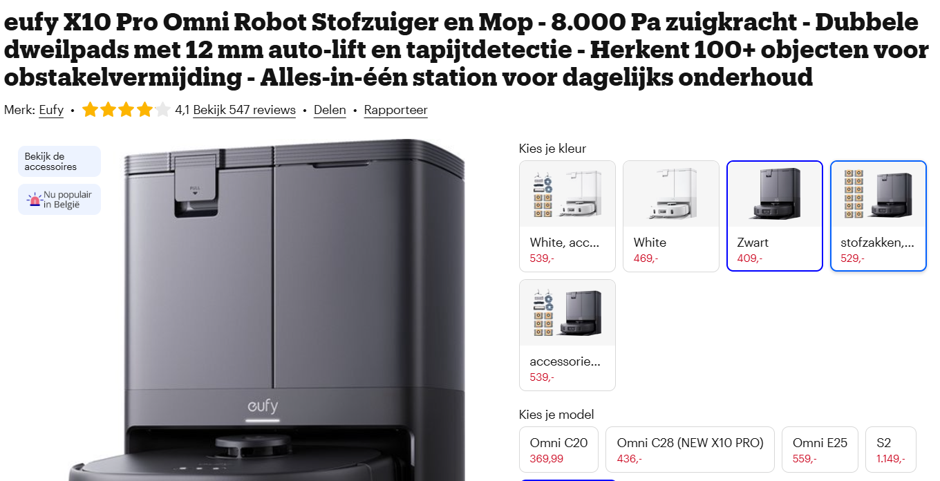 eufy X10 Pro Omni Robot Stofzuiger en Mop