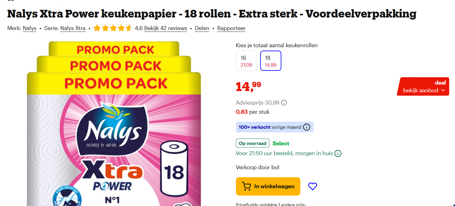 Nalys Xtra Power keukenpapier - 18 keukenrollen