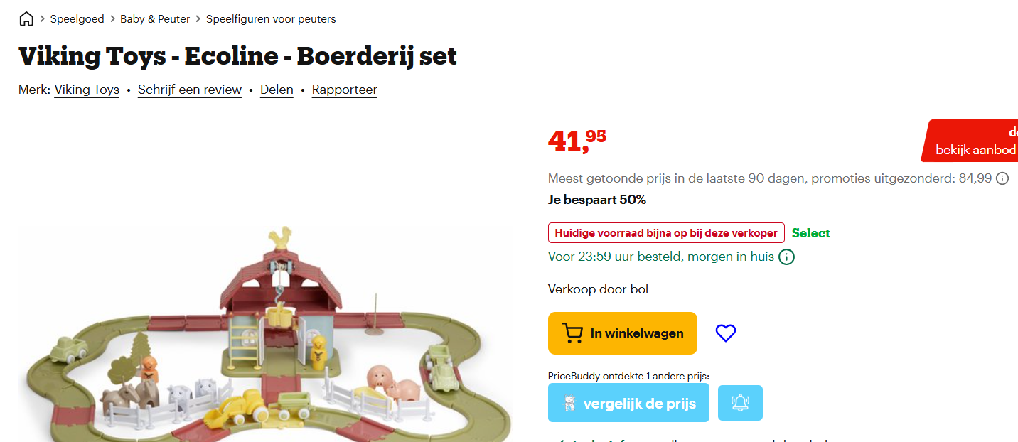 Viking toys buiten speelsets (autobaan, boerderij, kruiwagen enz) aan 50% korting