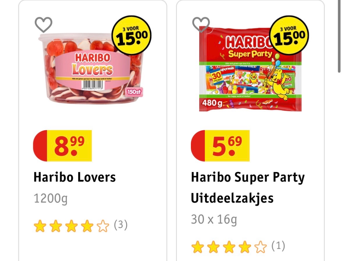 Haribo potten 3 voor €15