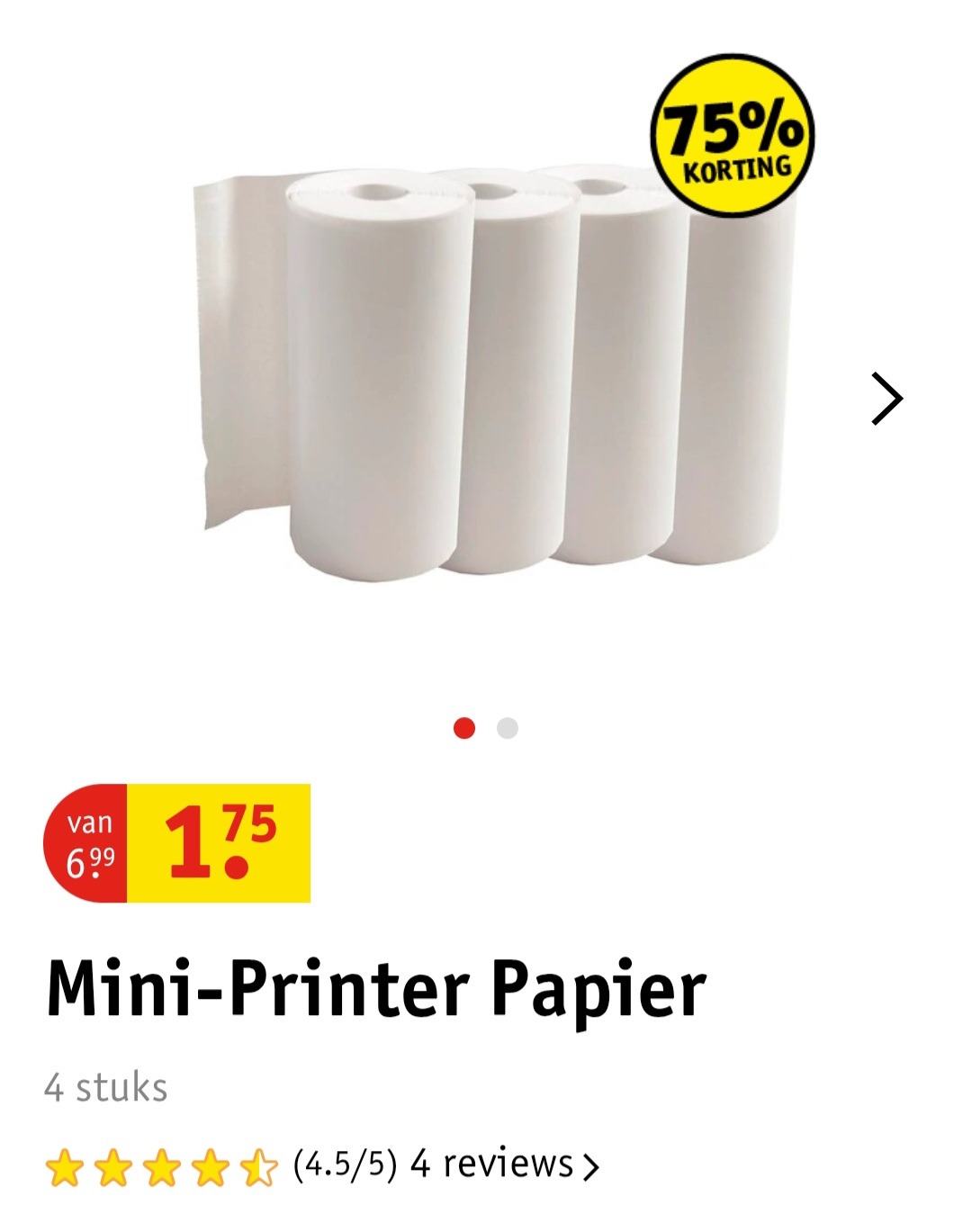 -75% Mini-Printer Papier 4 stuks
