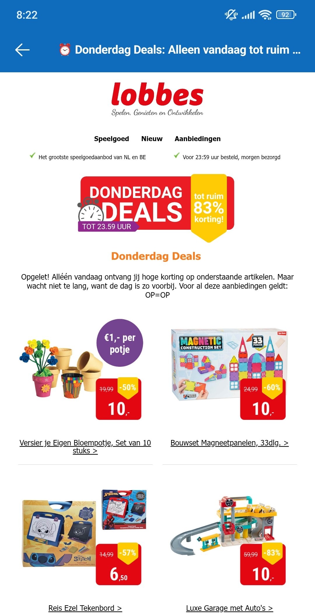 Donderdagdeal Lobbes: tot -83% op speelgoed
