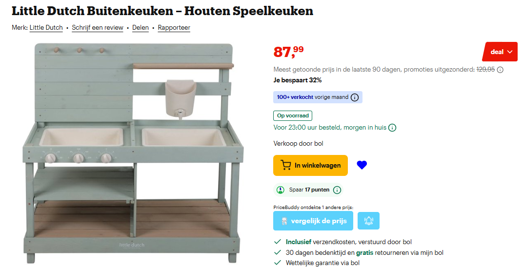 Little Dutch groene buitenkeuken en roze speelkeuken -32%