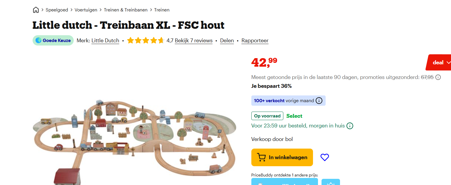 Little Dutch - Treinbaan XL - FSC hout