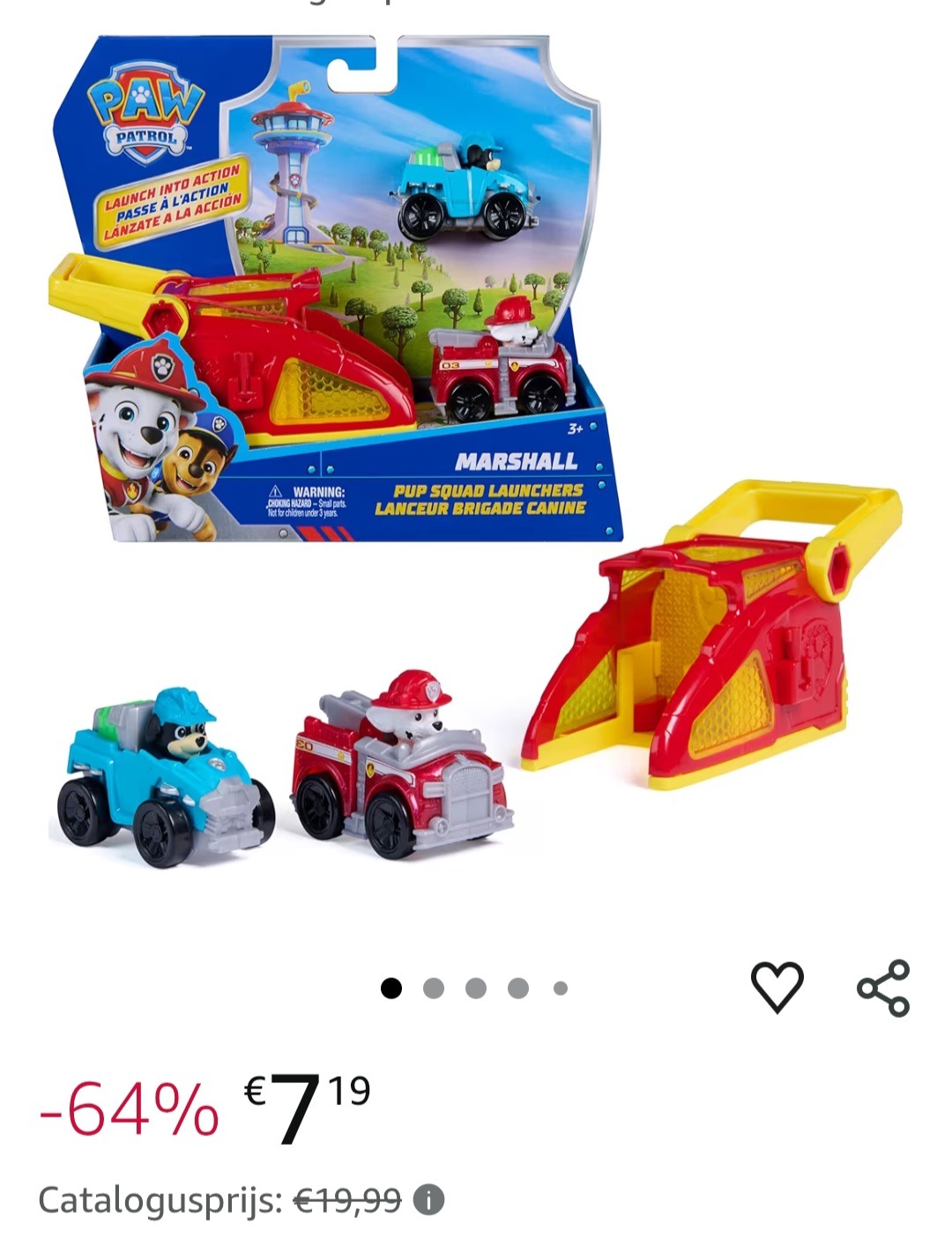 -64% PAW Patrol - Marshall Pup Squad Werpers - 2-pack met Rex-voertuig