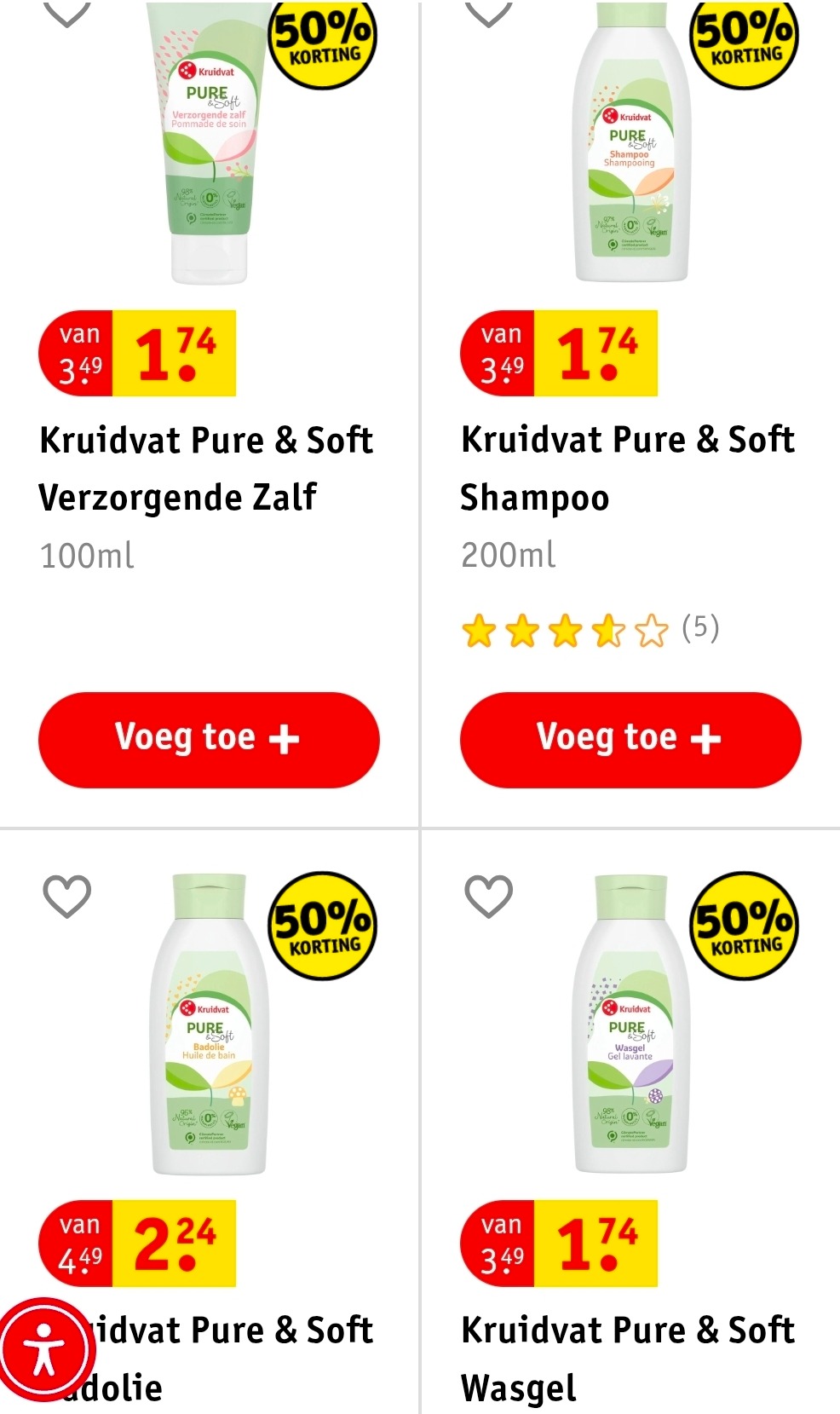 Kruidvat Pure & Soft 50% korting