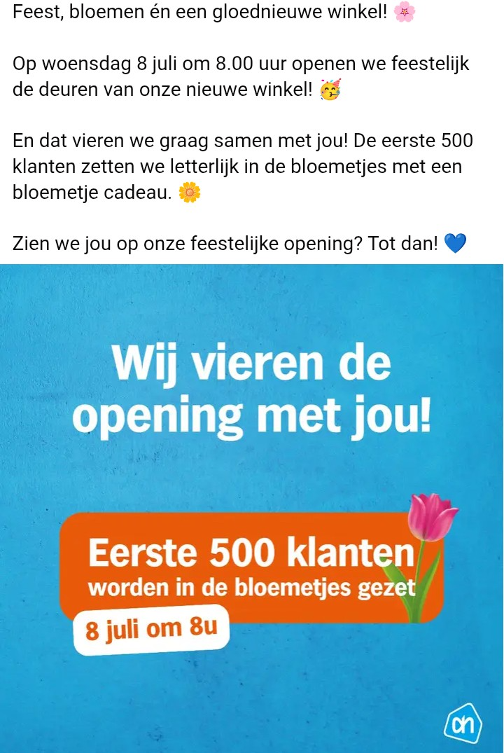 Gratis boeketje bloemen, opening AH Haacht 💐