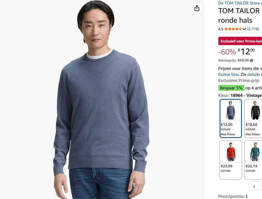 Tom Tailor herentrui vanaf 12 euro!