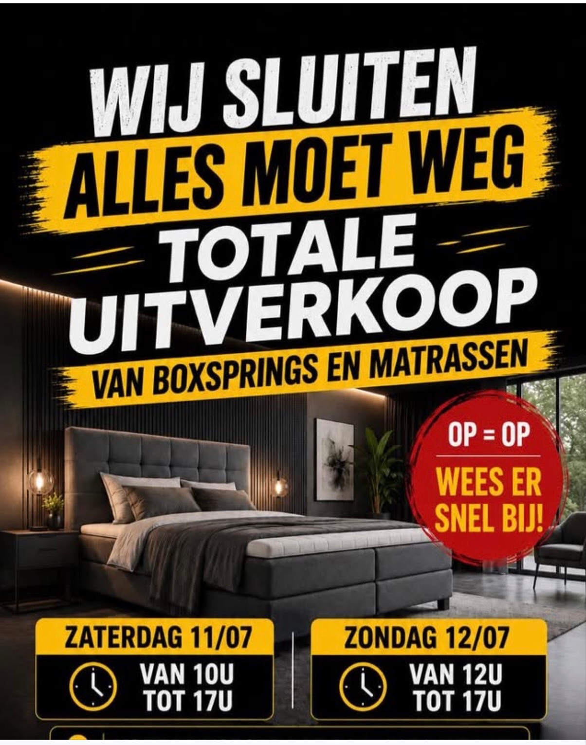 TOTALE UITVERKOOP boxsprings en matrassen -70%