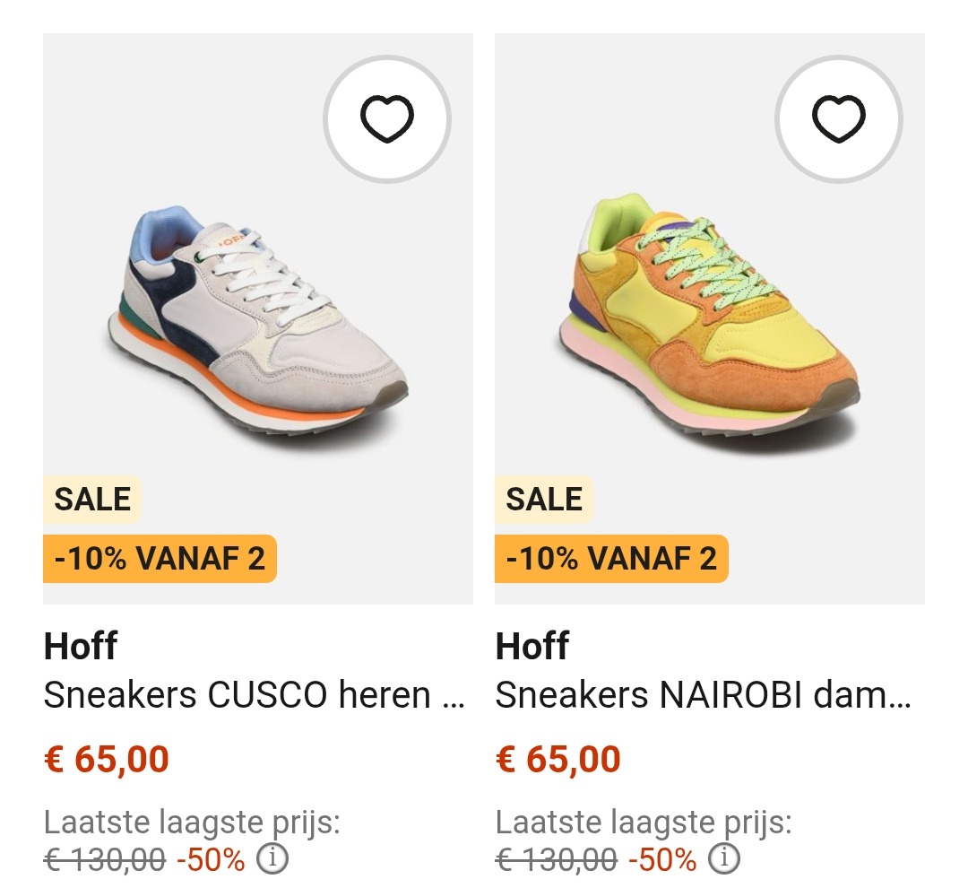Hoff sneakers aan de helft van de prijs