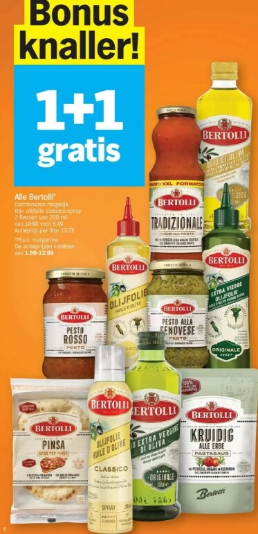 1+1 gratis op Bertolli bij ah