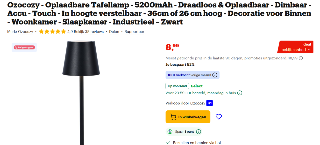 Oplaadbare Tafellamp