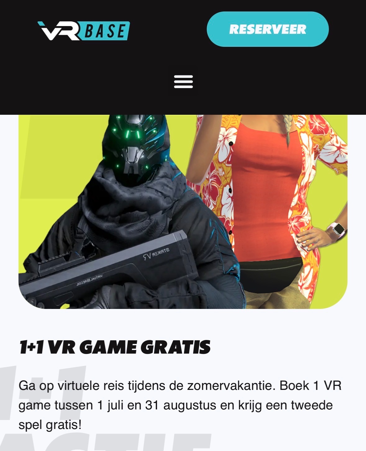 1+1 gratis op vr game