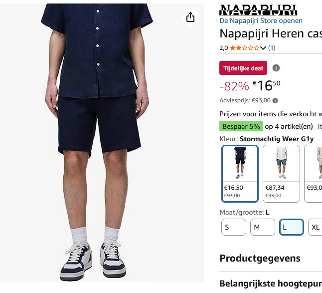 Napapijri herenshort maat L 16.50€