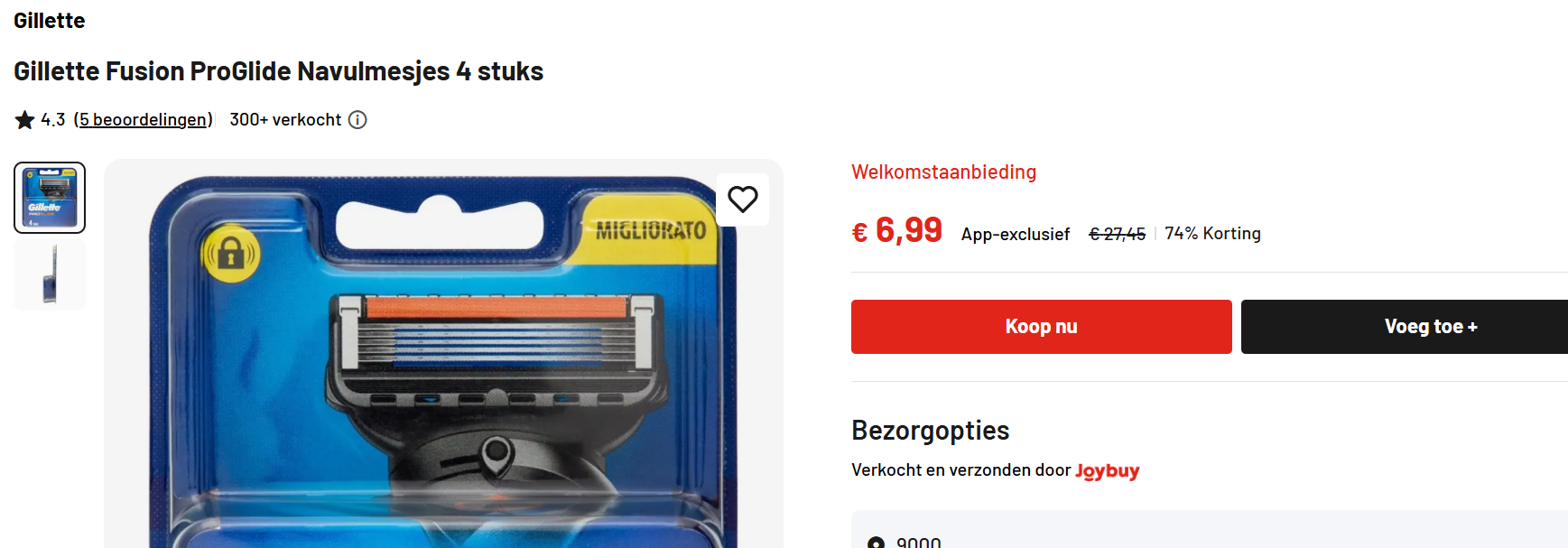 Gillette Fusion ProGlide Navulmesjes 4 stuks
